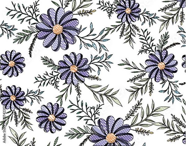 Fototapeta flower and leafs decorative pattern background vector illustration design