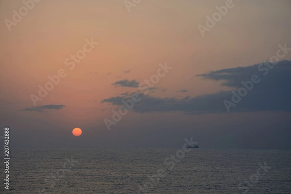 Obraz Ship and sunset