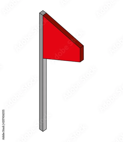 Fototapeta flag marker in stick isometric icon vector illustration design