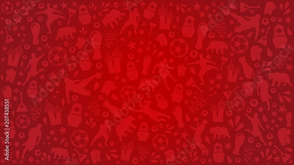 Obraz Red background football world soccer cup 2018 at Russia, red pattern
