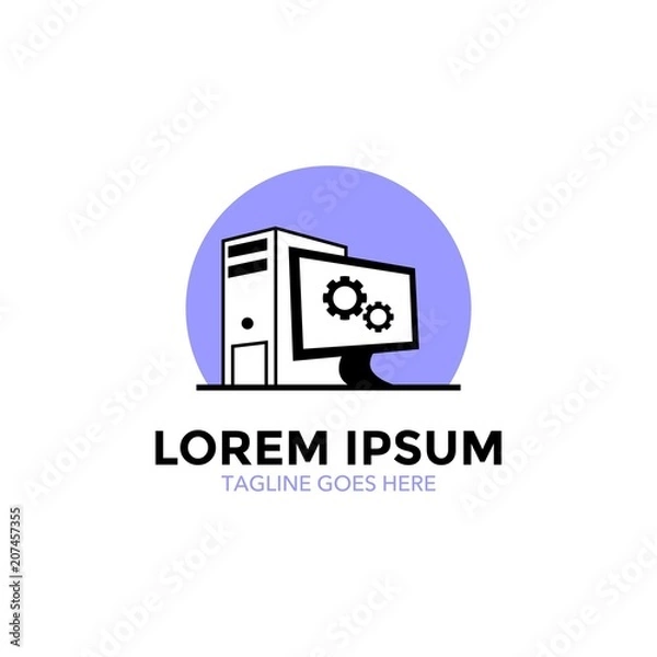 Fototapeta computer and repair service logo vector illustration design