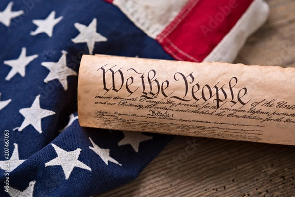 Obraz US Constitution on a Flag