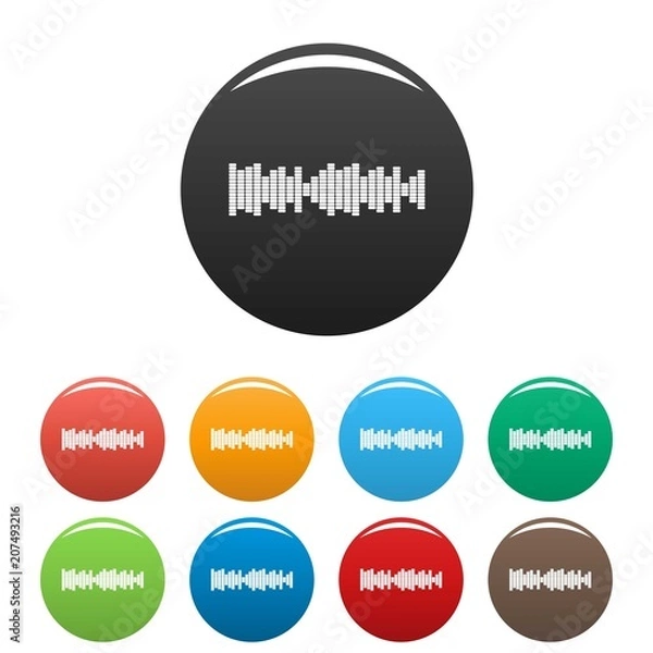 Fototapeta Equalizer sound icon. Simple illustration of equalizer sound vector icons set color isolated on white