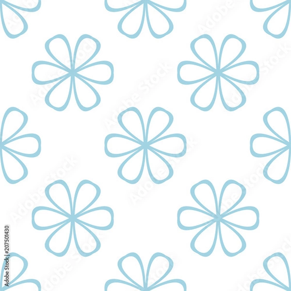 Obraz Blue floral seamless pattern on white background