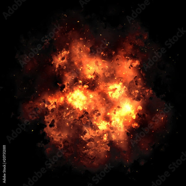 Fototapeta Fire explosion isolated on black background