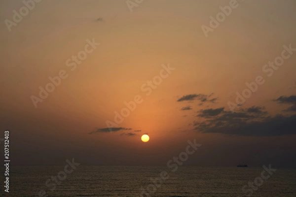 Obraz Ship and sunset