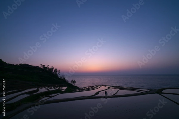 Obraz 奥能登　白米千枚田の夕暮れ