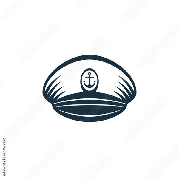 Fototapeta Captains hat with heraldry, vector design