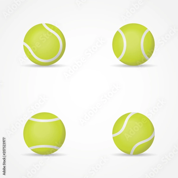 Obraz Set of tennis balls isolated on white background. Vector illustration.