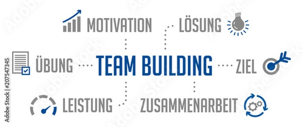 Fototapeta Infografik Team Building Blau