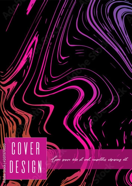 Fototapeta Modern Marble Cover Design for your Business with Abstract Lines. Futuristic Poster, Flyer, Layout with Liquid Pattern for Branding, Identity, Annual Report. Vector minimalistic brochure. Luxury.