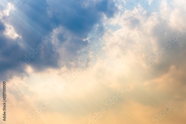 Fototapeta colorful dramatic sky with cloud at sunset.