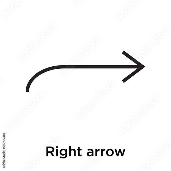 Fototapeta Right arrow icon vector sign and symbol isolated on white background, Right arrow logo concept