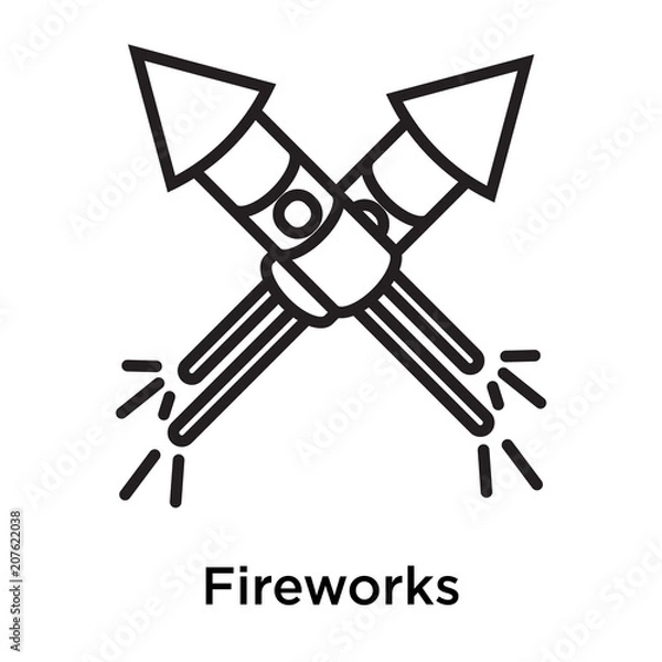 Fototapeta Fireworks icon vector sign and symbol isolated on white background