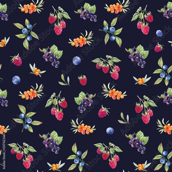 Fototapeta Watercolor berries pattern