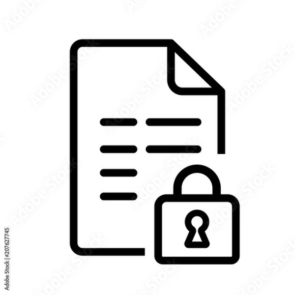 Obraz Vector file icon with locked security padlock symbol