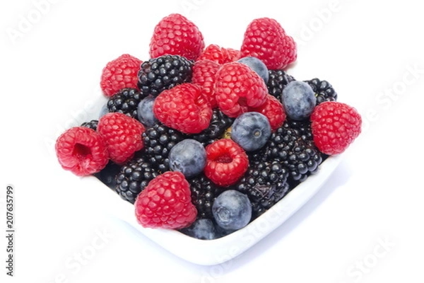 Fototapeta Lamponi, More, Mirtilli, Frutti di Bosco,Raspberries, Blackberries, Blueberries, Berries