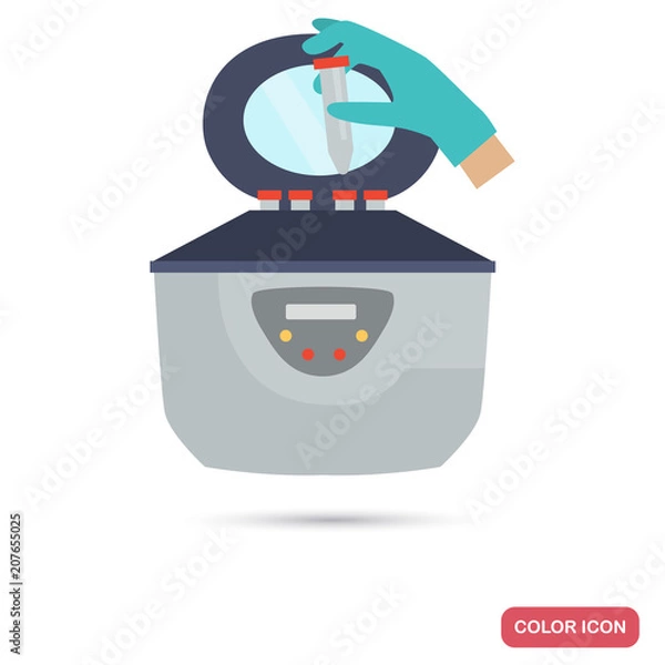 Fototapeta Laboratory centrifuge color flat icon