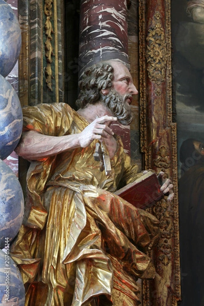 Fototapeta Nativity Scene, Adoration of the Magi, fresco on the ceiling of the Church of Our Lady of the Snow in Belec, Croatia 