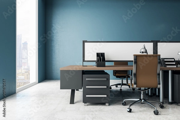 Obraz Blue coworking office interior