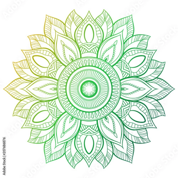 Fototapeta Zestaw vintage zaproszenia ślubne z wzorem mandali iw kolorze. Ilustrator wektor abstrack tle. Element medytacji dla jogi w Indiach