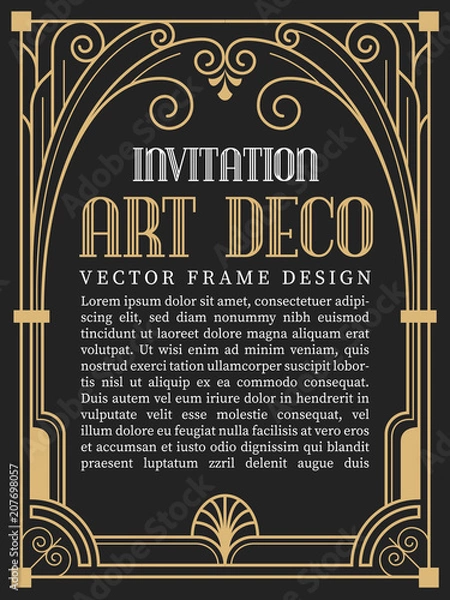 Obraz Luxury vintage frame art deco style. vector illustration