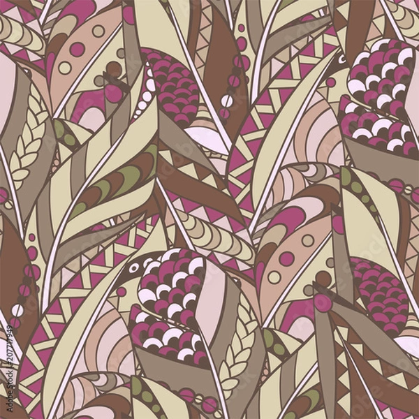 Obraz Seamless feather pattern in abstract ornament style in tribal colors