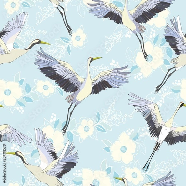 Fototapeta crane, pattern, vector, illustration