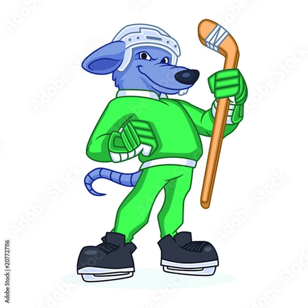 Fototapeta Hockey Rat Mascot Design Vector