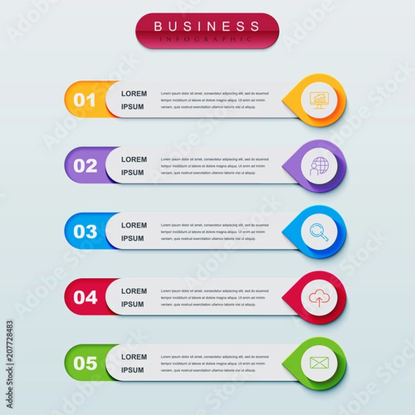 Obraz Presentation business infographic template. Business concept with 5 options.