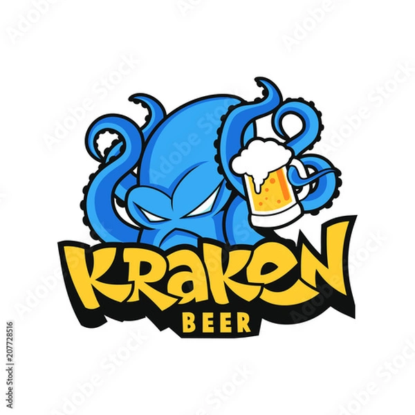 Obraz Kraken Beer Mascot Design Vector