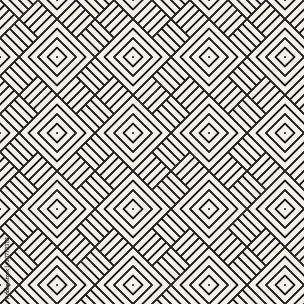 Fototapeta Abstract geometric pattern with stripes. Vector seamless background. Black and white lattice texture.