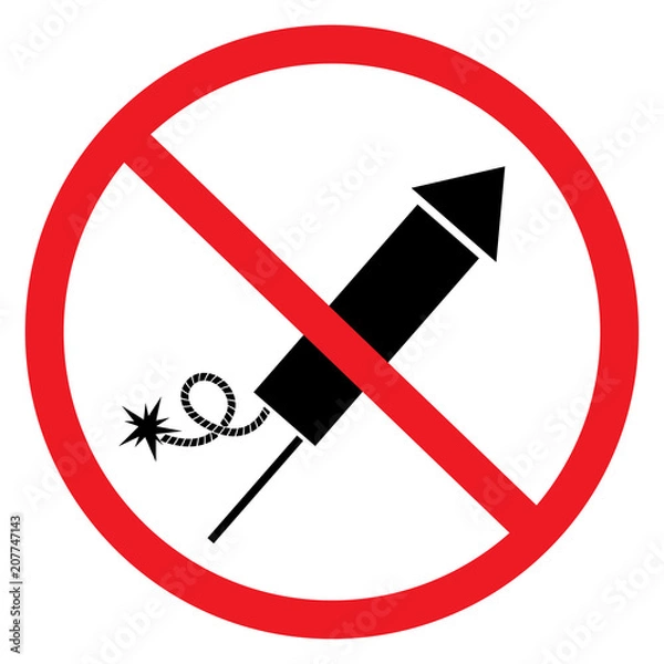 Fototapeta prohibited items pyrotechnics vector icons