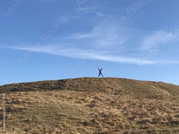 Obraz Jumping on top of the mountain 