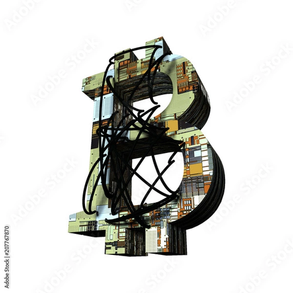 Obraz bitcoin in wires