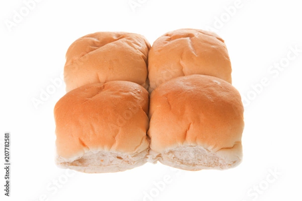 Obraz Four breakfast rolls isolated on a white background