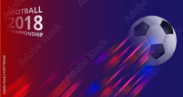 Obraz Blue and red football background with soccer ball.