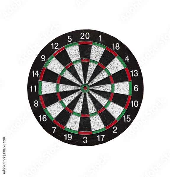 Obraz Old target dartboard isolate on white background.