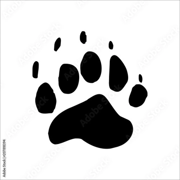 Obraz Black Bear footprints icon. Vector Illustration