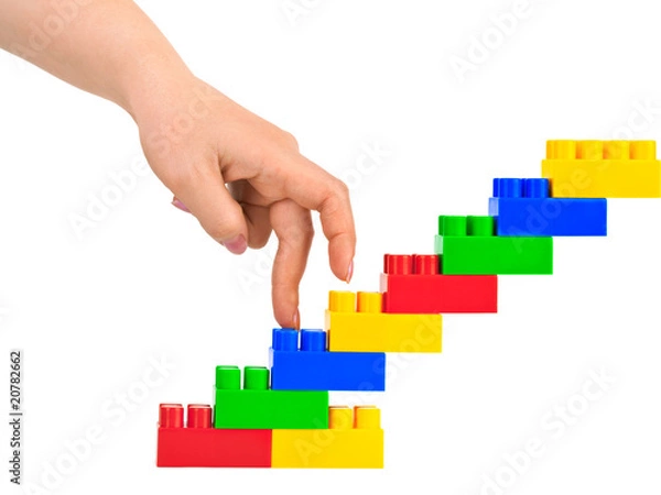 Fototapeta Hand and toy stairs