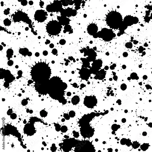 Obraz Vector Illustration. Watercolor splash pattern in black color. Brushstrokes and splatter for poster design, background and template