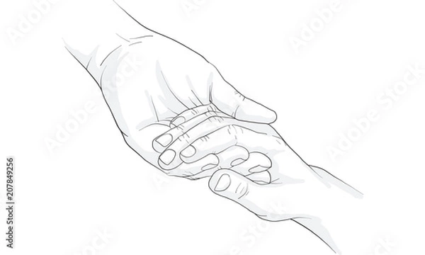 Fototapeta hand holding hand together vector