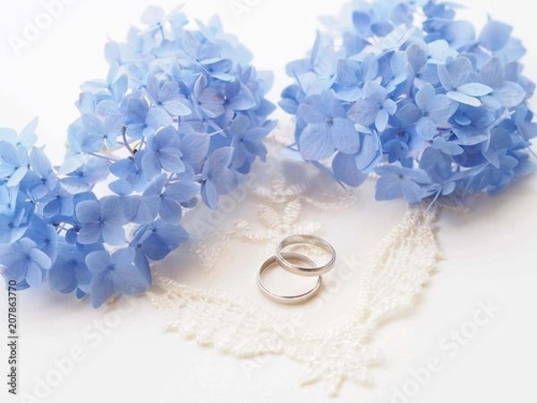 Fototapeta 紫陽花と結婚指輪
