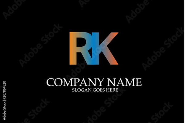 Fototapeta Abstract Letter RK Colorful Vector Logotype Template