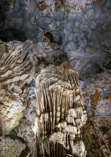 Obraz Colorful Cave Ceiling with hanging stalactites