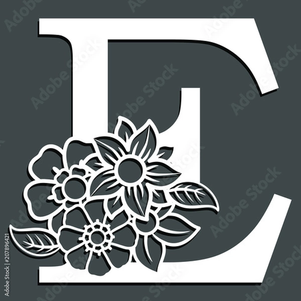 Fototapeta Buchstaben mit Blumen für Monogramm oder Initialen