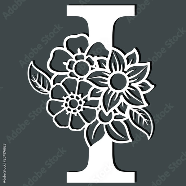 Fototapeta Buchstaben mit Blumen für Monogramm oder Initialen