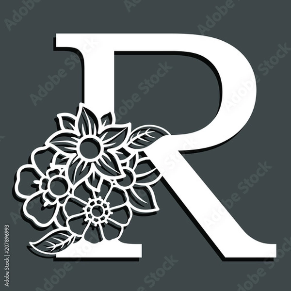 Fototapeta Buchstaben mit Blumen für Monogramm oder Initialen