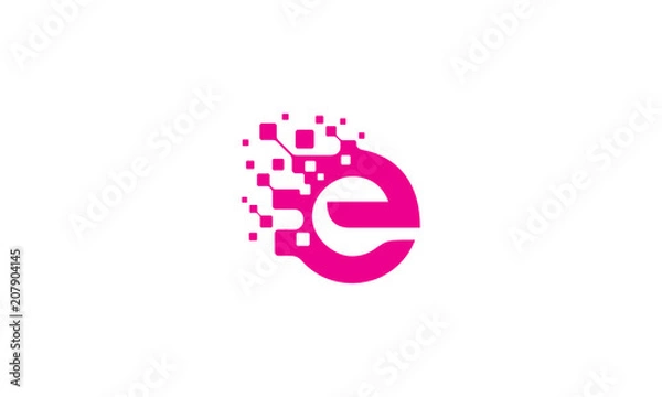 Fototapeta e initial digital logo
