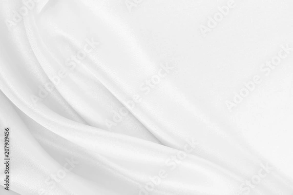 Fototapeta Smooth elegant white silk or satin luxury cloth texture as wedding background. Luxurious Christmas background or New Year background design